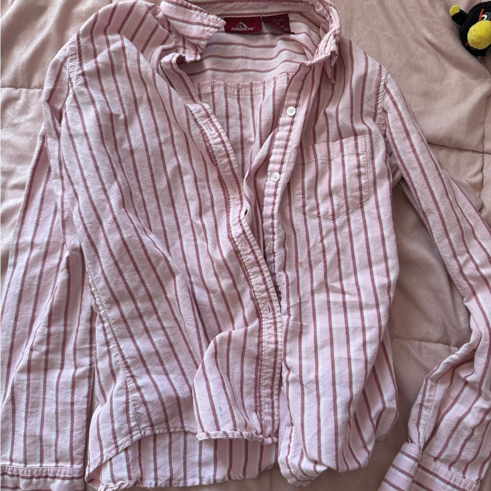 Jordache Pink and White Striped Shirt